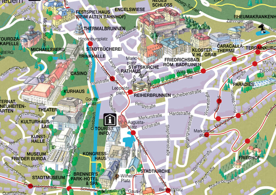 City map in panoramic view