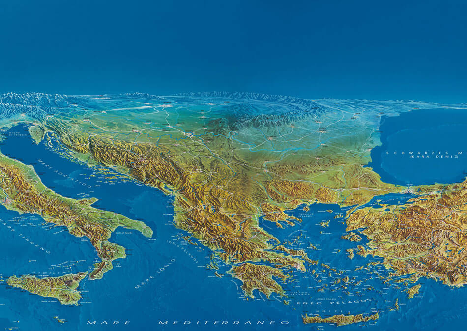 Continental panorama, Adriatic Sea, Aegean Sea